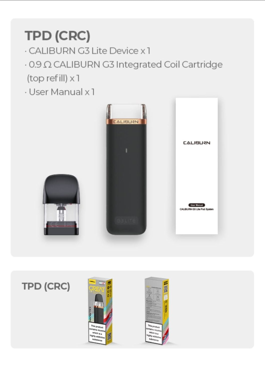 Uwell Caliburn G3 Lite Pod System 25w (1200mah) – Compact & Fast Charging, 2.5ml Capacity | E-cigarette